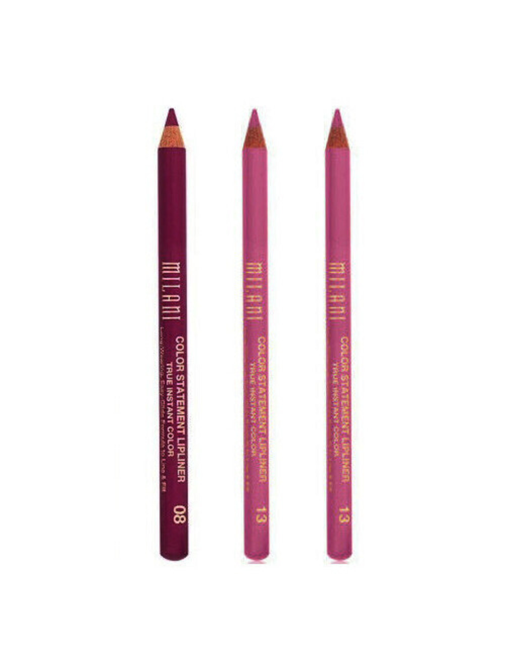 3-Pack NEW Milani Color Statement Lip Liner 08 Fuchsia 13 Pretty Pink (Sealed)